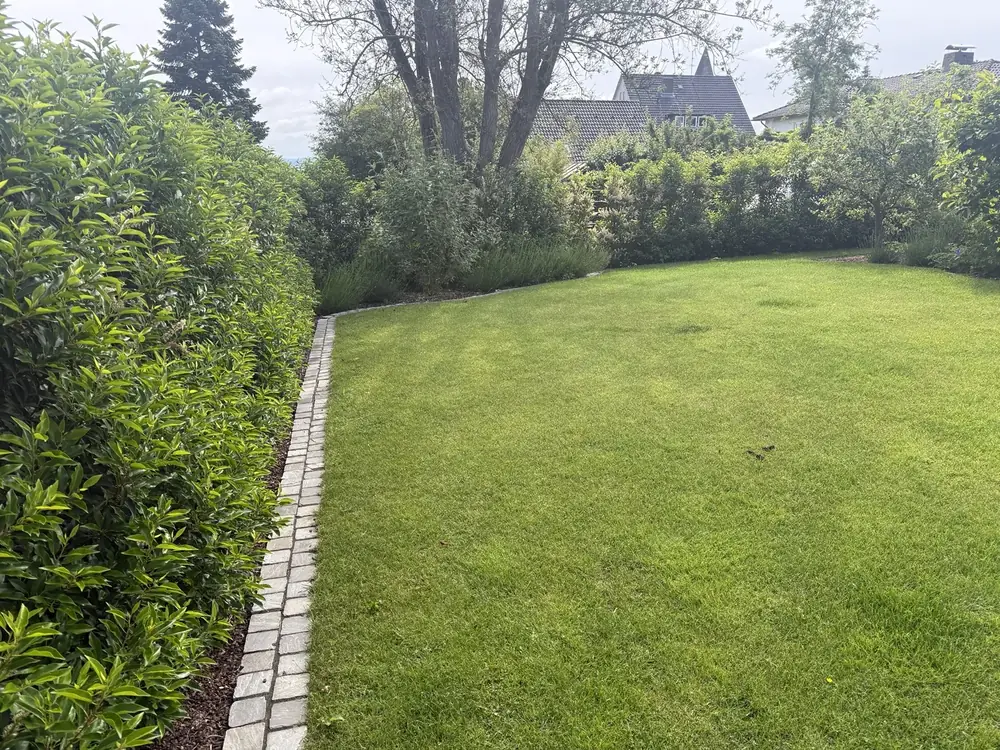Gartenanlage mit Pflasterflächen und Naturstein in Kassel